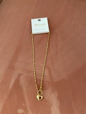 Madewell Bar Link Gold Necklace with Heart Charm